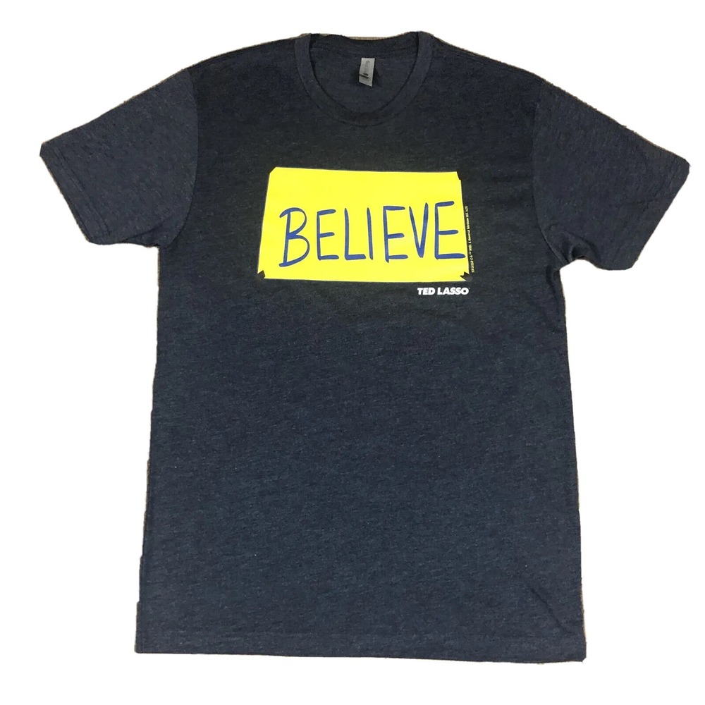 Ted Lasso Believe Sign Short Sleeve T-Shirt Vintage Navy Soft Adult Medium TV